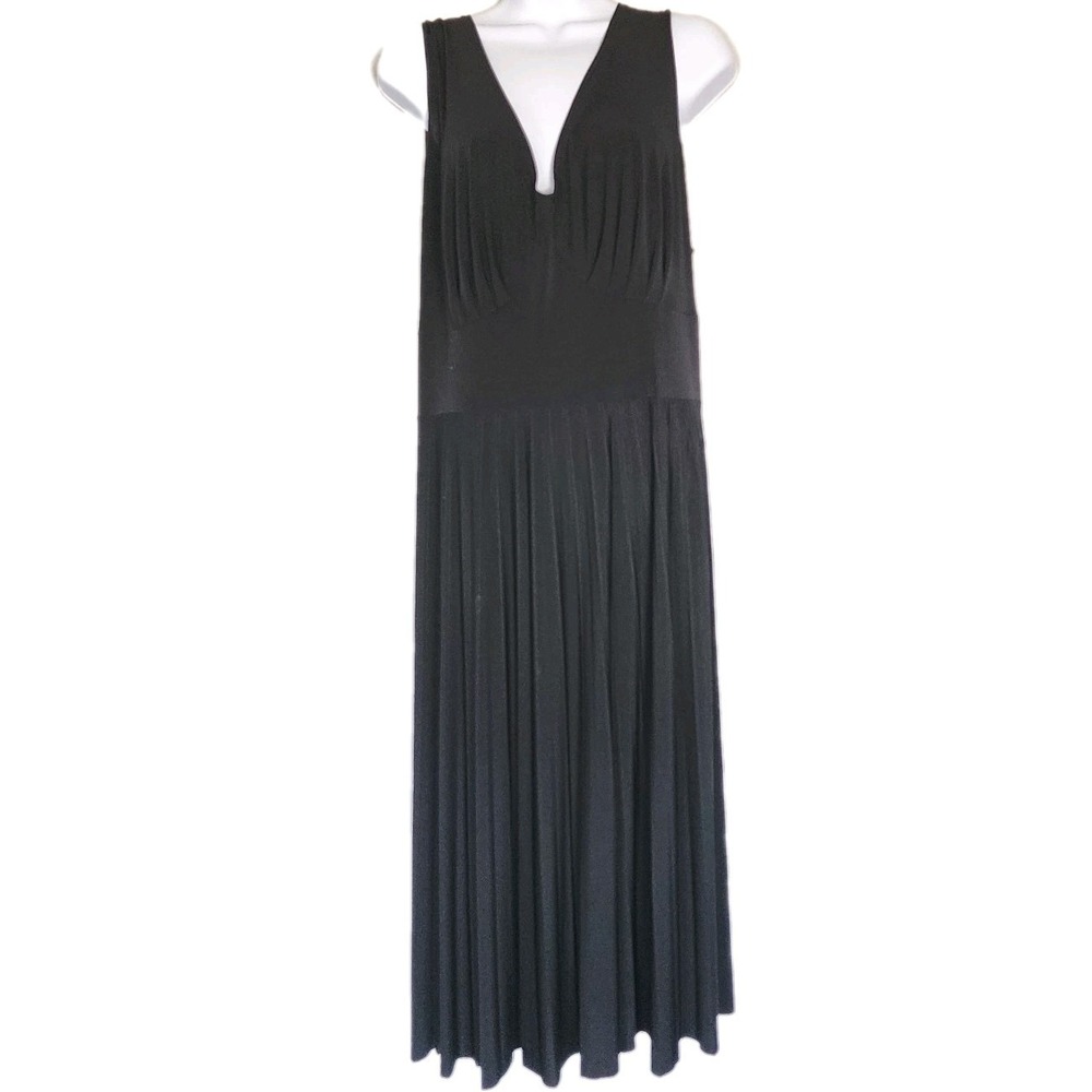 Lane Bryant Midi Dress Womens 18-20 Black Tank A Line Fit & Flare Pleated Casual